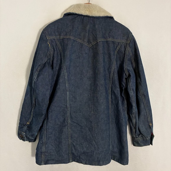 Vtg 70s Lee Storm Rider Sherpa Lined Denim Chore Jacket Fits Mens L Western USA - Picture 6 of 9